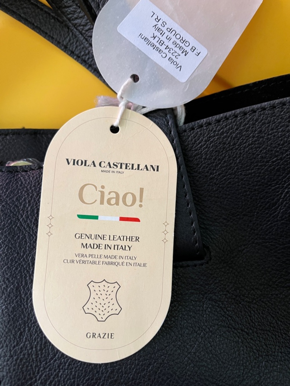Vera Pelle Black Leather Shopper Tote - Picture 2 of 4
